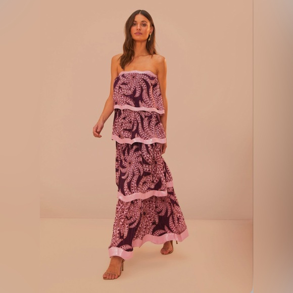 Farm Rio Burgundy Bananada Midi Dress - Picture 4 of 11